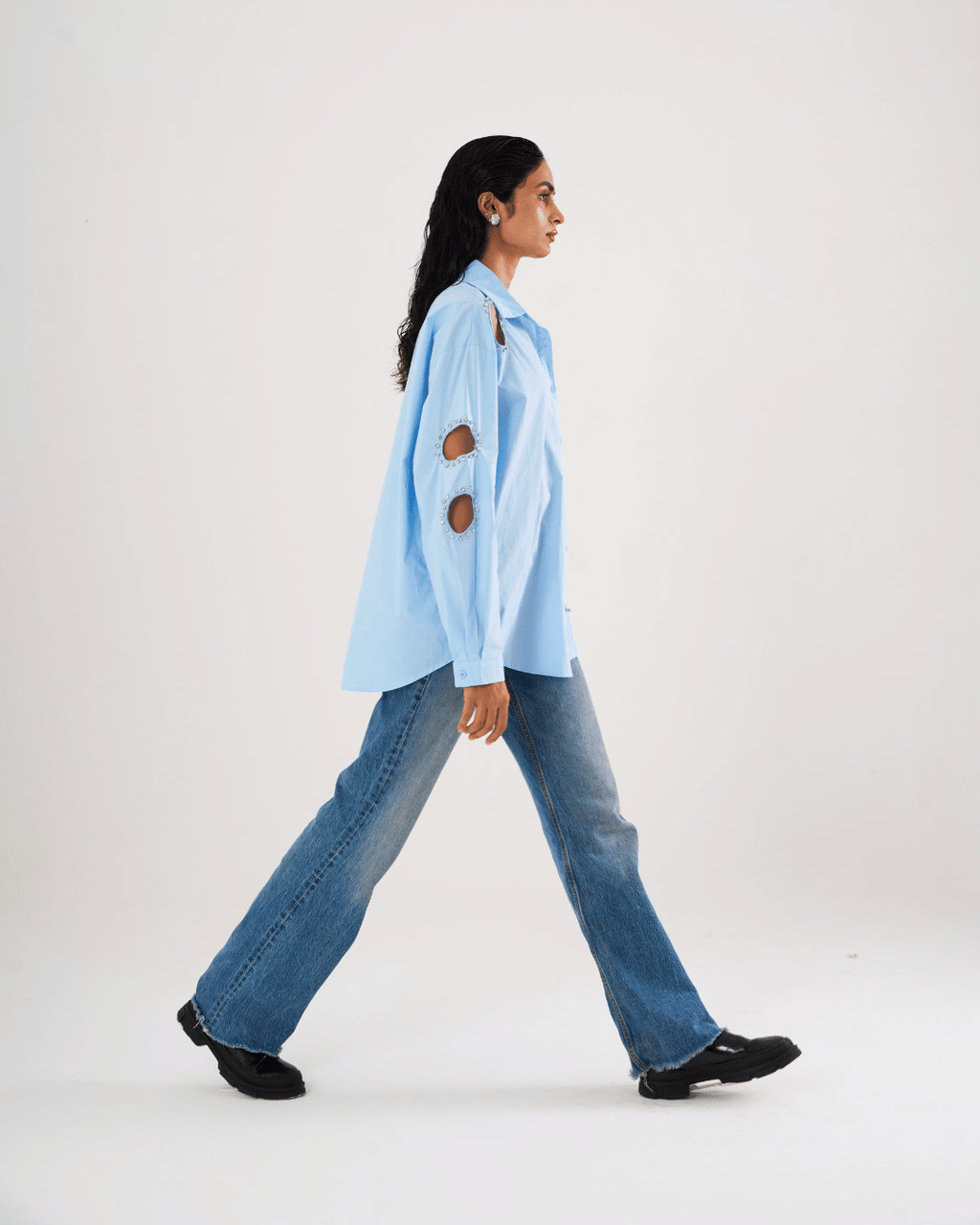 Saphira - Lightweight Cotton Shirt With Cutwork Embellishments.