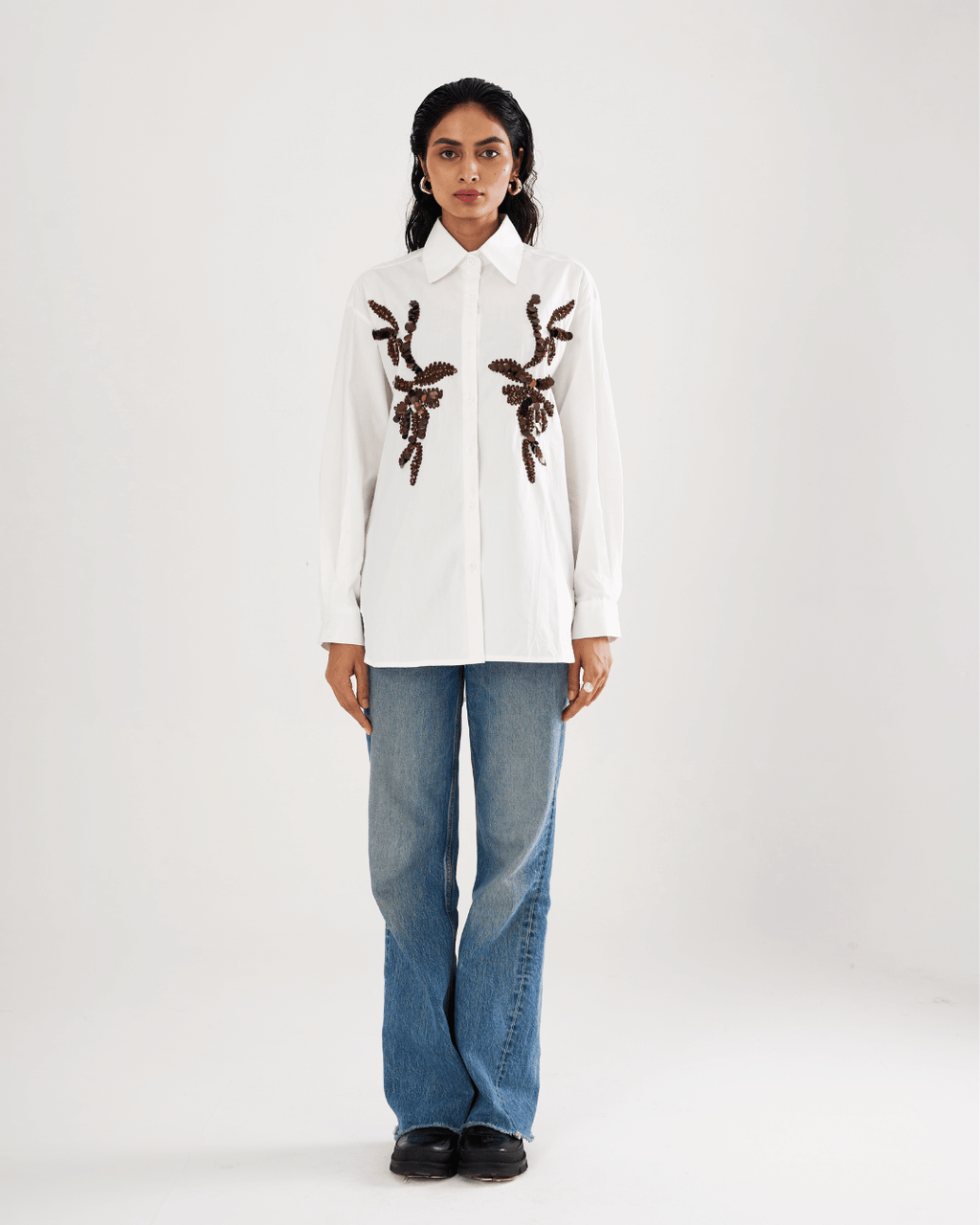 Selene - Lightweight Cotton Shirt With  Embroidery