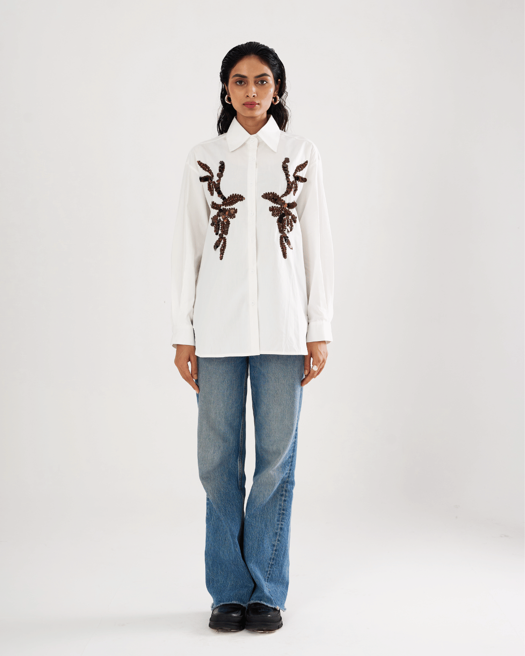 Selene - Lightweight Cotton Shirt With  Embroidery
