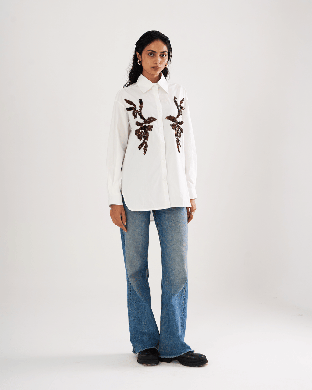 Selene - Lightweight Cotton Shirt With  Embroidery