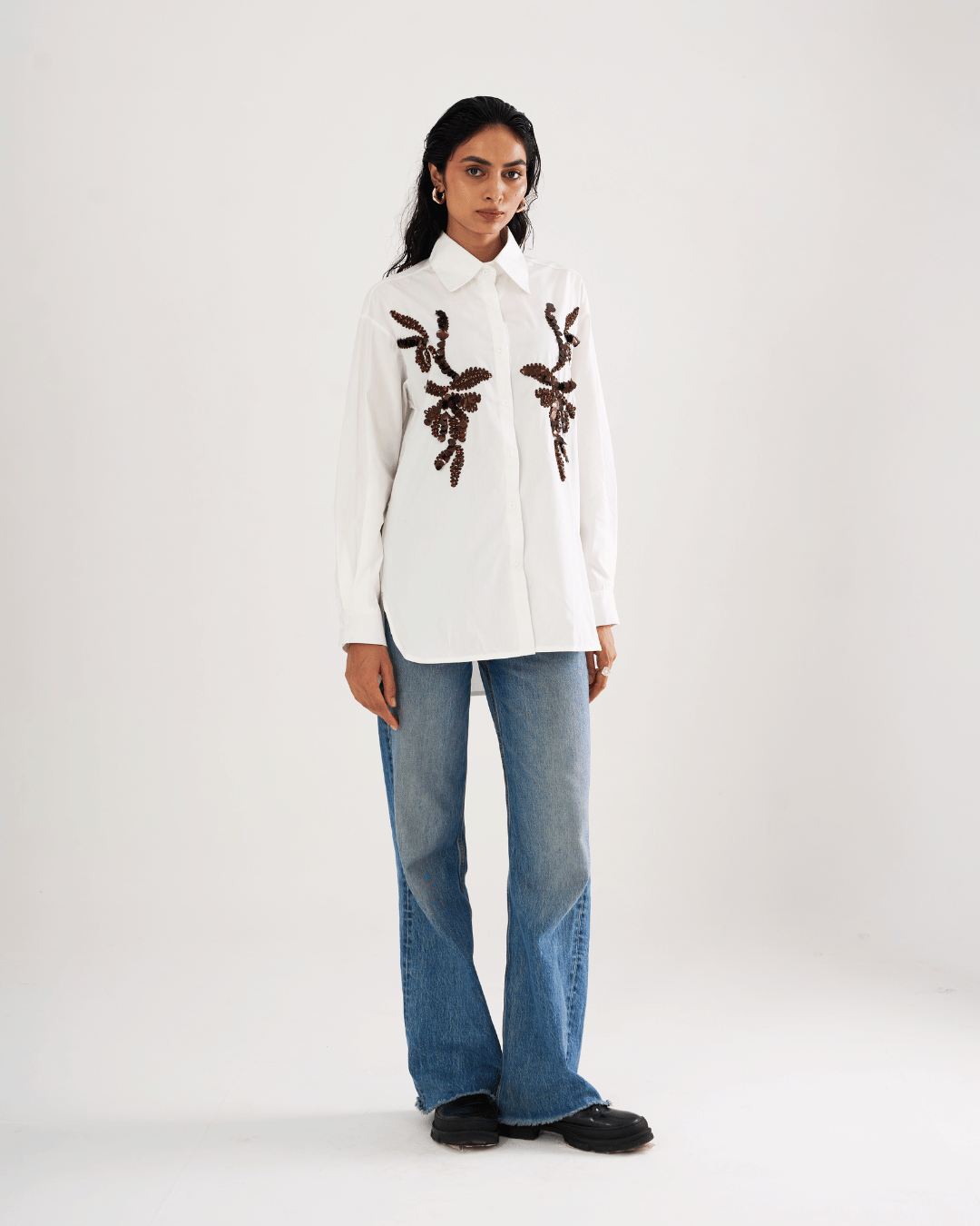Selene - Lightweight Cotton Shirt With  Embroidery
