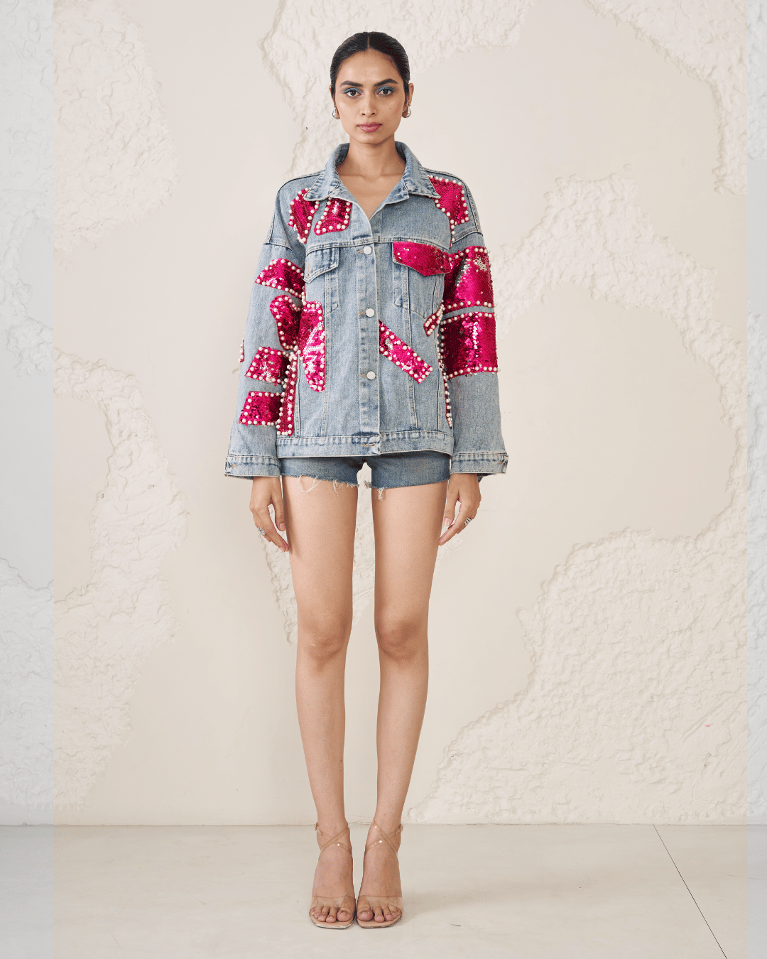 Tindra - Two Tone Sequin Denim Jacket