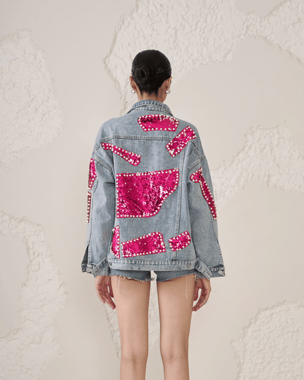 Tindra - Two Tone Sequin Denim Jacket