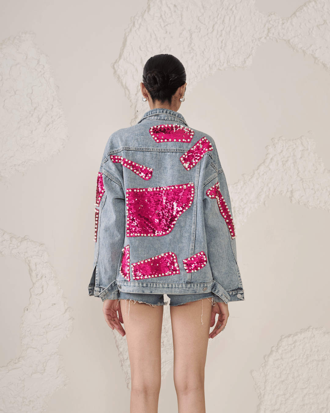 Tindra - Two Tone Sequin Denim Jacket