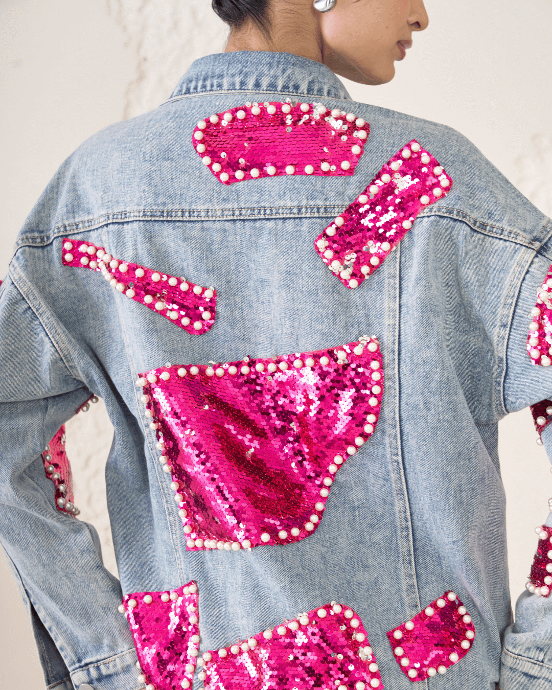 Tindra - Two Tone Sequin Denim Jacket