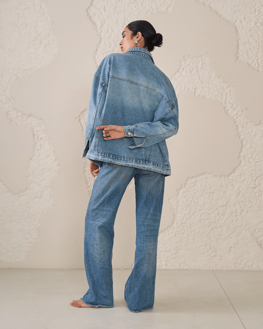 Zinnia - Rhinestone Embellished Oversized Denim Jacket