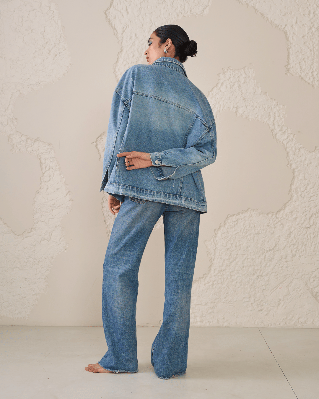 Zinnia - Rhinestone Embellished Oversized Denim Jacket