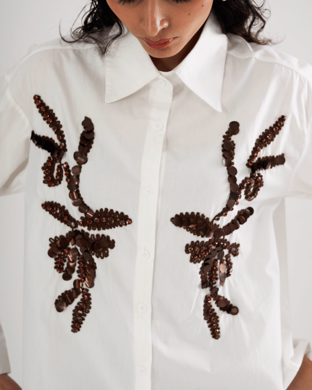 Selene - Lightweight Cotton Shirt With  Embroidery