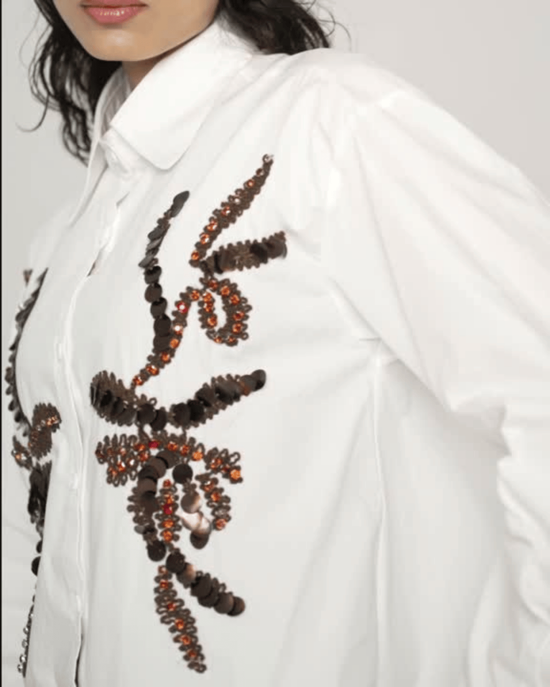 Selene - Lightweight Cotton Shirt With  Embroidery