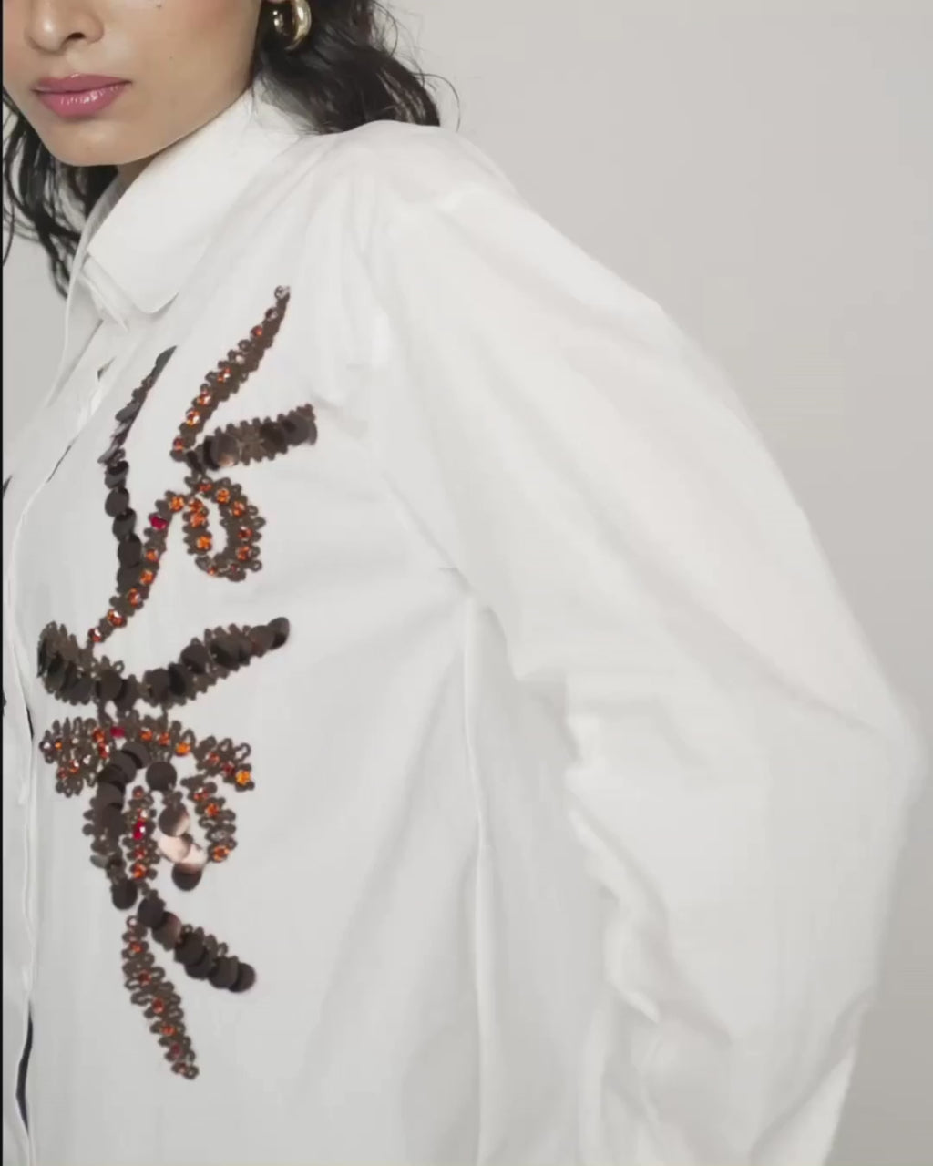 Selene - Lightweight Cotton Shirt With  Embroidery