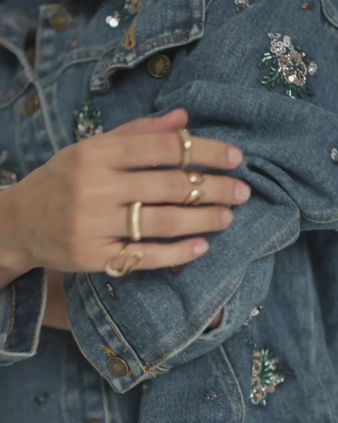 Zara - Floral Beading Sequin Denim Jacket