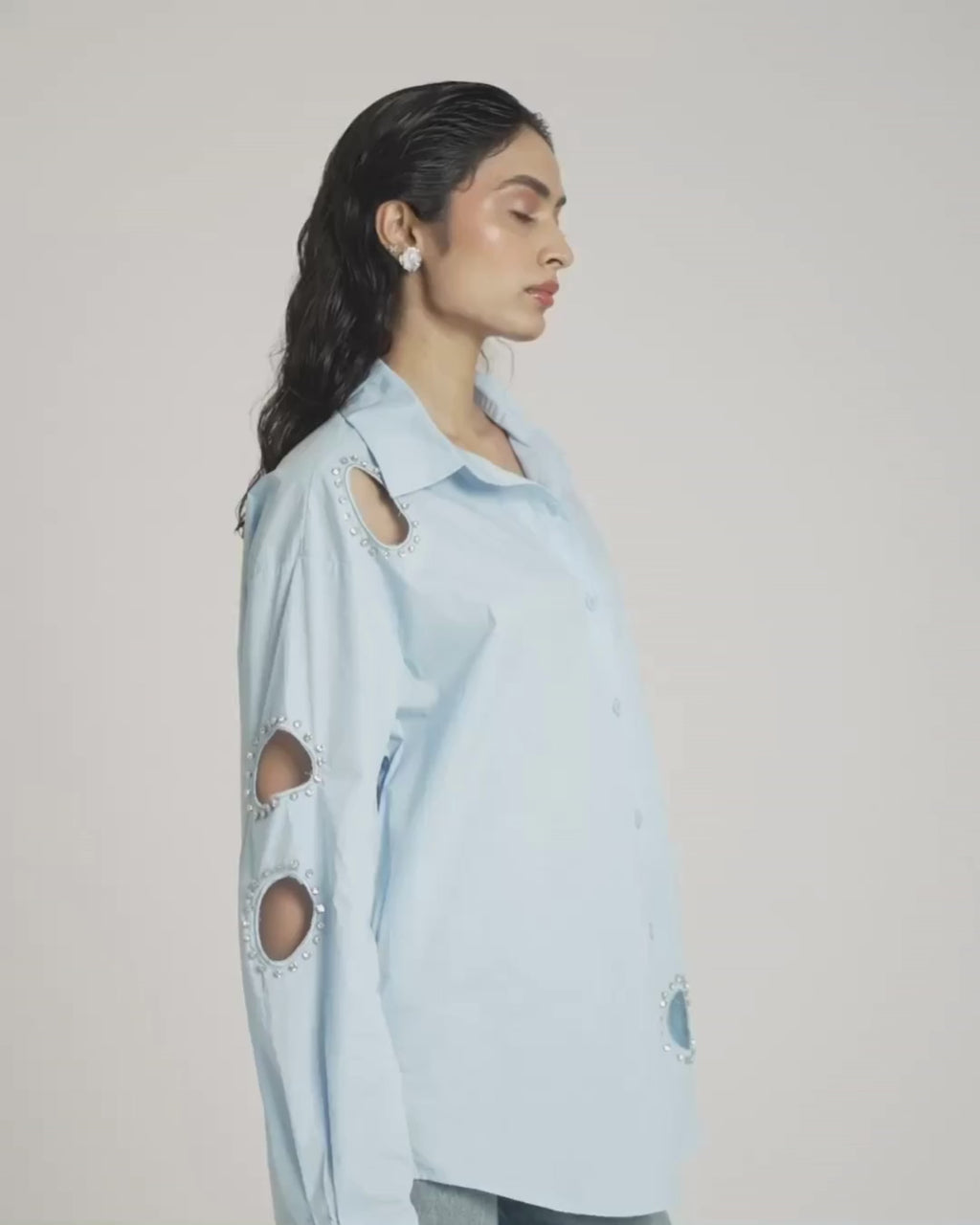 Saphira - Lightweight Cotton Shirt With Cutwork Embellishments.