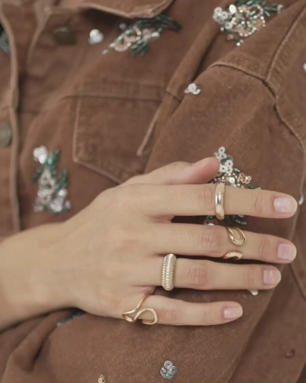 Zara - Floral Beading Sequin Denim Jacket