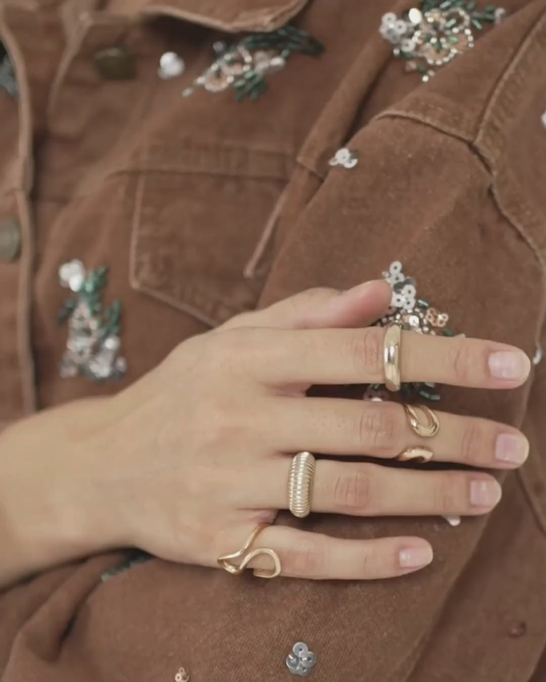 Zara - Floral Beading Sequin Denim Jacket